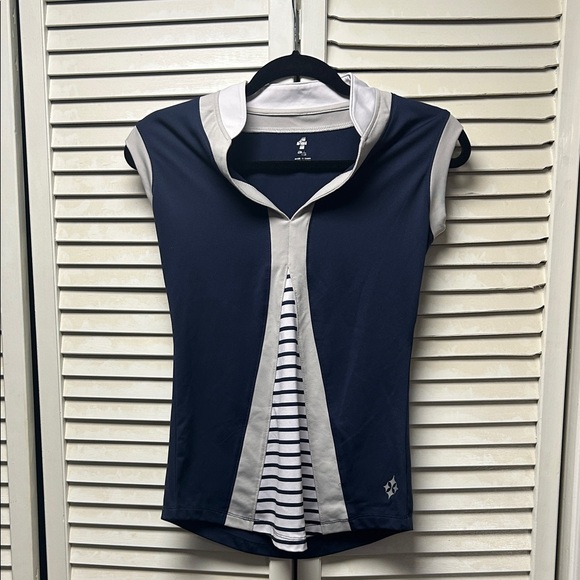 Tops - Navy and White Striped Athletic Top